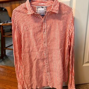 Denim & Flower Red and White Striped Casual Shirt, size L